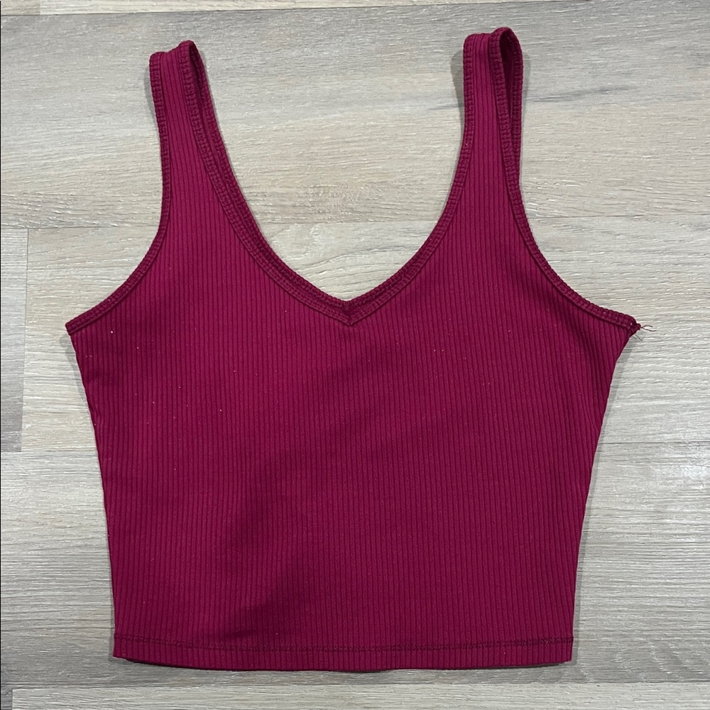 Hollister Must-Have Collection Ribbed Top in Deep Red